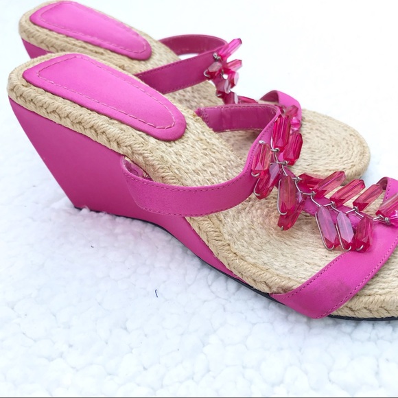 Enzo Angiolini Shoes - 🦋ENZO ANGIOLINI Pink Sandal Wedges W/ Rope Bed